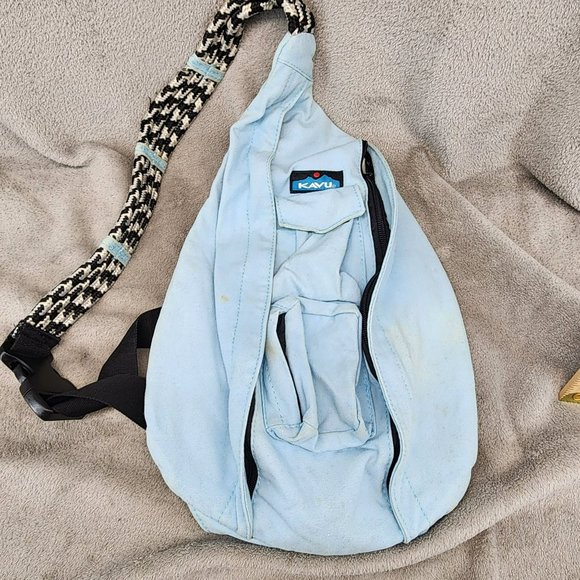 Kavu Bag Womens 18.5x11 Blue Cotton Original Rope Sling *Read* - Picture 1 of 15